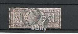 QV 1884 £1 brown-lilac Wmk Crowns SG 185 nicely used 2x cds c£3000