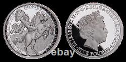 Queen Elizabeth II Silver Proof St. George 5 Pounds Gibraltar, Great Britain