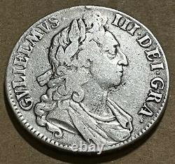 RARE Great Britain UK 1695 William III Septimo SILVER CROWN, 925