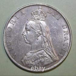 S2 Great Britain 1 Crown 1887 Uncirculated Silver Coin Queen Victoria Nice