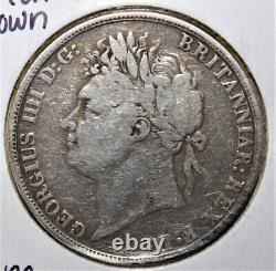 S9 Great Britain Crown 1821 Fine Large Silver Coin King George IV Nice