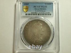 Silver 1662 Great Britain Crown KM#417.1 Rose PCGS VG-10 SN2865