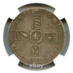 Silver 1696 England Great Britain 1/2 Half Crown NGC VF20