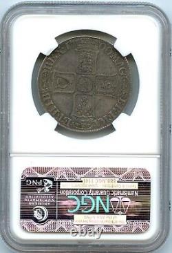 Silver 1700 England Great Britain 1/2 Half Crown NGC VF Details Rev. Scratch