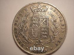 Silver, 1844 Crown, Queen Victoria II, KM# 741, Great Britain
