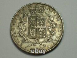 Silver 1845 Great Britain Crown KM#741 VF SN2028