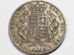 Silver 1845 Great Britain Crown KM#741 VF SN2146