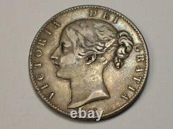 Silver 1847 Great Britain Crown KM#741 VF SN2063