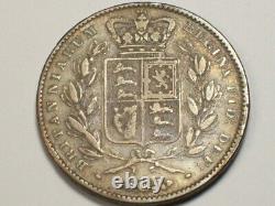 Silver 1847 Great Britain Crown KM#741 VF SN2134
