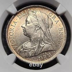 Silver 1897 Great Britain 1/2 Half Crown NGC AU58