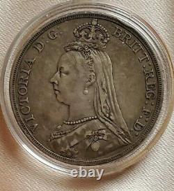 Uk 1891 Great Britain Queen Victoria Silver Crown Nice