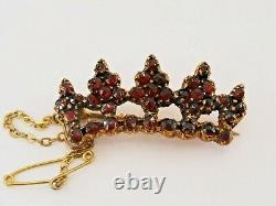 Victorian Bohemian garnet crown brooch