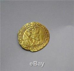 1619 Jacques Ier Grande-bretagne Gold Crown Coin 5ème Bust Martelé Vf Scarce