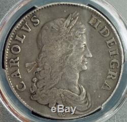 1662, La Grande-bretagne, Charles Ii. Belle Grande Couronne Argent Coin. Pcgs Vf-35