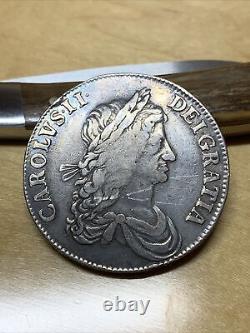 1663 Grande-bretagne Une Couronne Charles II 925 Argent (vfdetails) 417.5 Pièce Du Monde