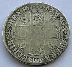 1663 King Charles II Silver Crown Fine Historic Coin