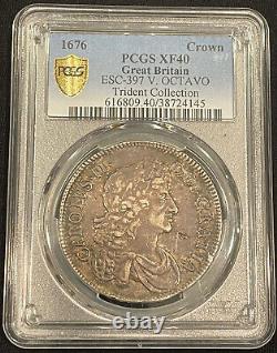 1676 Grande-bretagne Roi Charles II Octavo Crown Pcgs Xf 40 Nice Original Coin