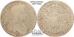 1679 Royaume-Uni Angleterre Grande-Bretagne Couronne en argent KM# 445.1 ou Davenport #3776B