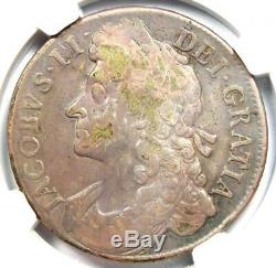 1686 Grande-bretagne Angleterre Jacques II Couronne Coin Certifié Ngc Vf25 Rare