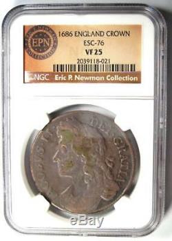 1686 Grande-bretagne Angleterre Jacques II Couronne Coin Certifié Ngc Vf25 Rare