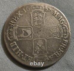 1687 Grande-bretagne Angleterre James II Crown Coin Pièce Rare Au Prix De Vendre