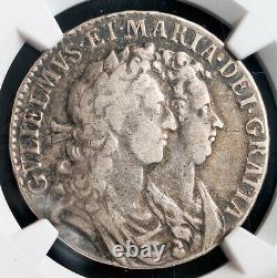 1689, Grande-bretagne, William III Et Mary. Argent Rare 1⁄2 Pièce De Couronne. Ngc Vf-35