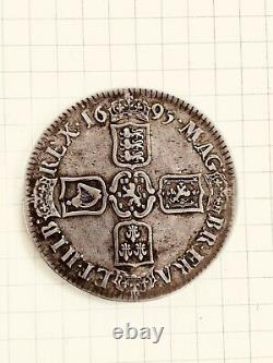 1695 Grande-bretagne Uk William III Antique Silver Crown Coin