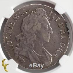 1696 Angleterre (grande-bretagne) Couronne Graded Vf Détails Par Ngc Silver Coin, Km # 486