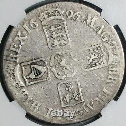 1696 Ngc F 12 William III Crown Silver Great Britain Third Bust Coin (21020204c)