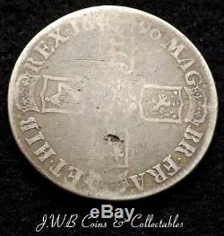 1696 William III Silver Crown Coin Grande-bretagne