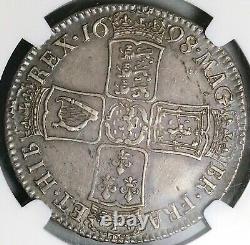 1698 NGC AU Dét William III Demi 1/2 Couronne Grande-Bretagne Pièce d'Argent (21101801C)