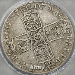 1707-E ICG VG 10 Couronne Anne Grande-Bretagne Écosse 5 Shillings Pièce (21053102C)