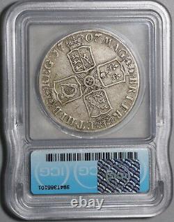1707-E ICG VG 10 Couronne Anne Grande-Bretagne Écosse 5 Shillings Pièce (21053102C)