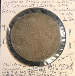 1707 Grande-bretagne Argent 1/2 Couronne Coin F-xf (h1)