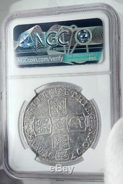 1707 Grande-bretagne Uk Engalnd Queen Anne Silver Crown English Monnaie Ngc I81740