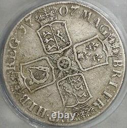 1707-e Icg Vg 10 Anne Crown Grande-bretagne Écosse 5 Shillings Coin (21053102c)