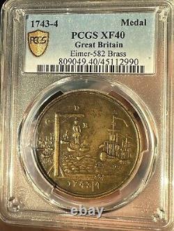 1743-4 Médaille Pcgs Xf40 Grande-bretagne Eimer-582 Brass Rare