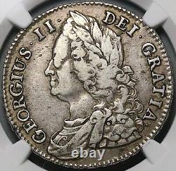 1743 NGC VF 30 Georges II 1/2 Couronne Grande-Bretagne GEORGIUS Pièce d'argent rare (23102201D)