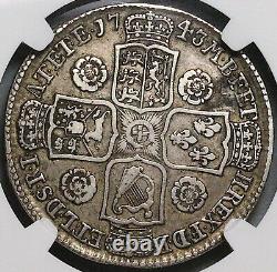 1743 NGC VF 30 Georges II 1/2 Couronne Grande-Bretagne GEORGIUS Pièce d'argent rare (23102201D)