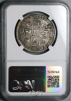 1743 NGC VF 30 Georges II 1/2 Couronne Grande-Bretagne GEORGIUS Pièce d'argent rare (23102201D)