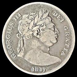 1817 Royaume-Uni Grande-Bretagne Demi-couronne Ancienne Pièce en argent 925 George III.