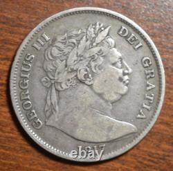 1817 Royaume-Uni Grande-Bretagne Demi-couronne Pièce d'argent originale VF K4947