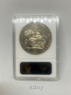 1818 Grande-bretagne George III LIX Silver Crown Coin Ms 62 -rare! Gem Comme