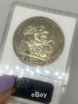 1818 Grande-bretagne George III LIX Silver Crown Coin Ms 62 -rare! Gem Comme