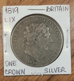 1819 LIX Royaume-Uni Grande-Bretagne 1 CROWN. Pièce en argent 925 - George III - KM#675