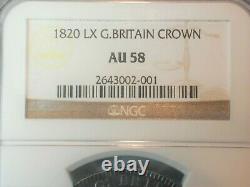 1820 LX Grande-bretagne Silver Crown Ngc Au 58 (#224)