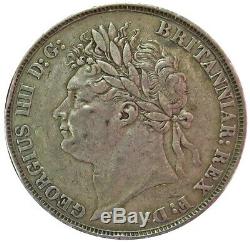 1821 Grand Argent Couronne Britannique Secundo Bord Roi George IV Coin Vf État