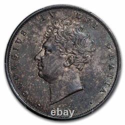 1826 Grande-Bretagne Demi-Couronne en argent George IV MS-62 PCGS