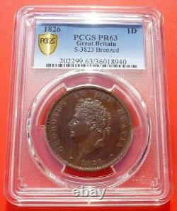 1826 Grande-bretagne George IV Proof Penny, Pcgs Pr63 Rare