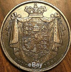 1834 Uk Grande-bretagne Argent Demi-couronne Coin Fantastique Tonifiée Exemple